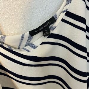 Banana Republic Navy and White Striped Blouse